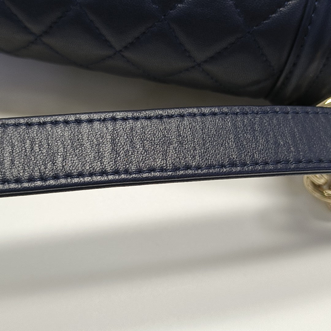 BOY CHANEL Medium Quilted Calfskin Blue