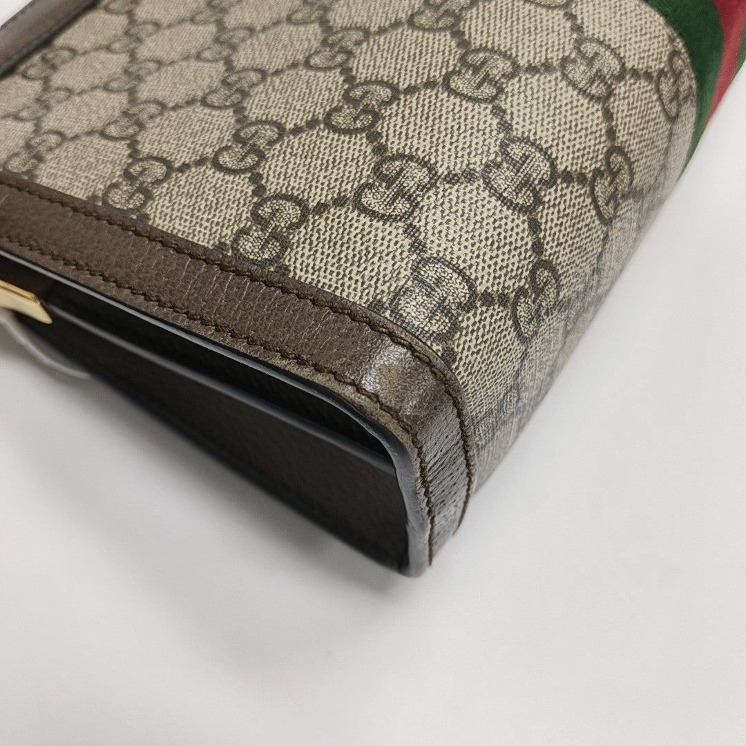 Ophidia Small Monogram Coated Canvas Beige