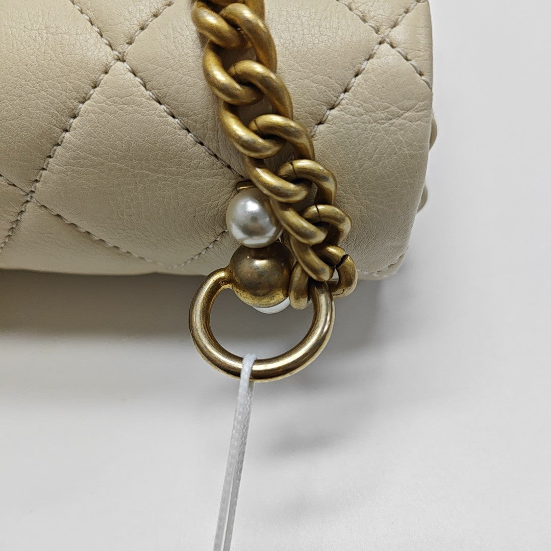 Quilted Calfskin Shoulder Bag White