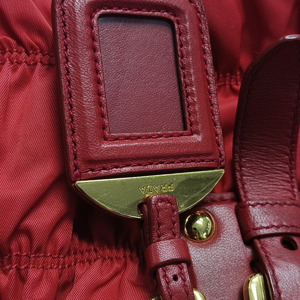 Quilted Nylon Tote Bag Red