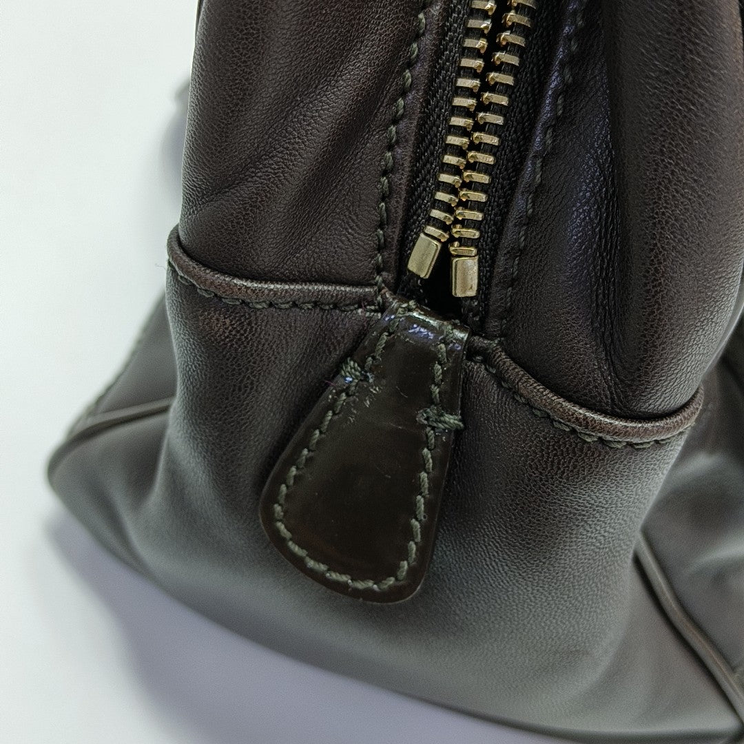 Quilted Calfskin Top Handle Bag Brown