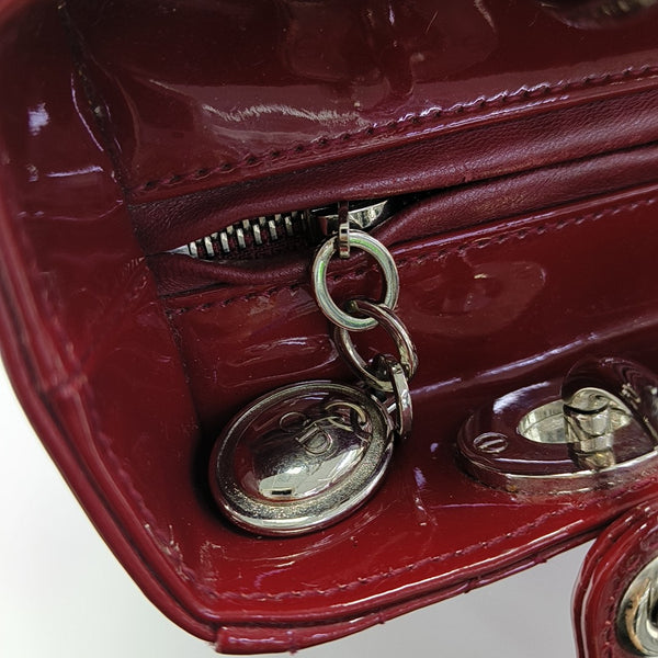 Lady Dior Medium Cannage Patent Leather Red