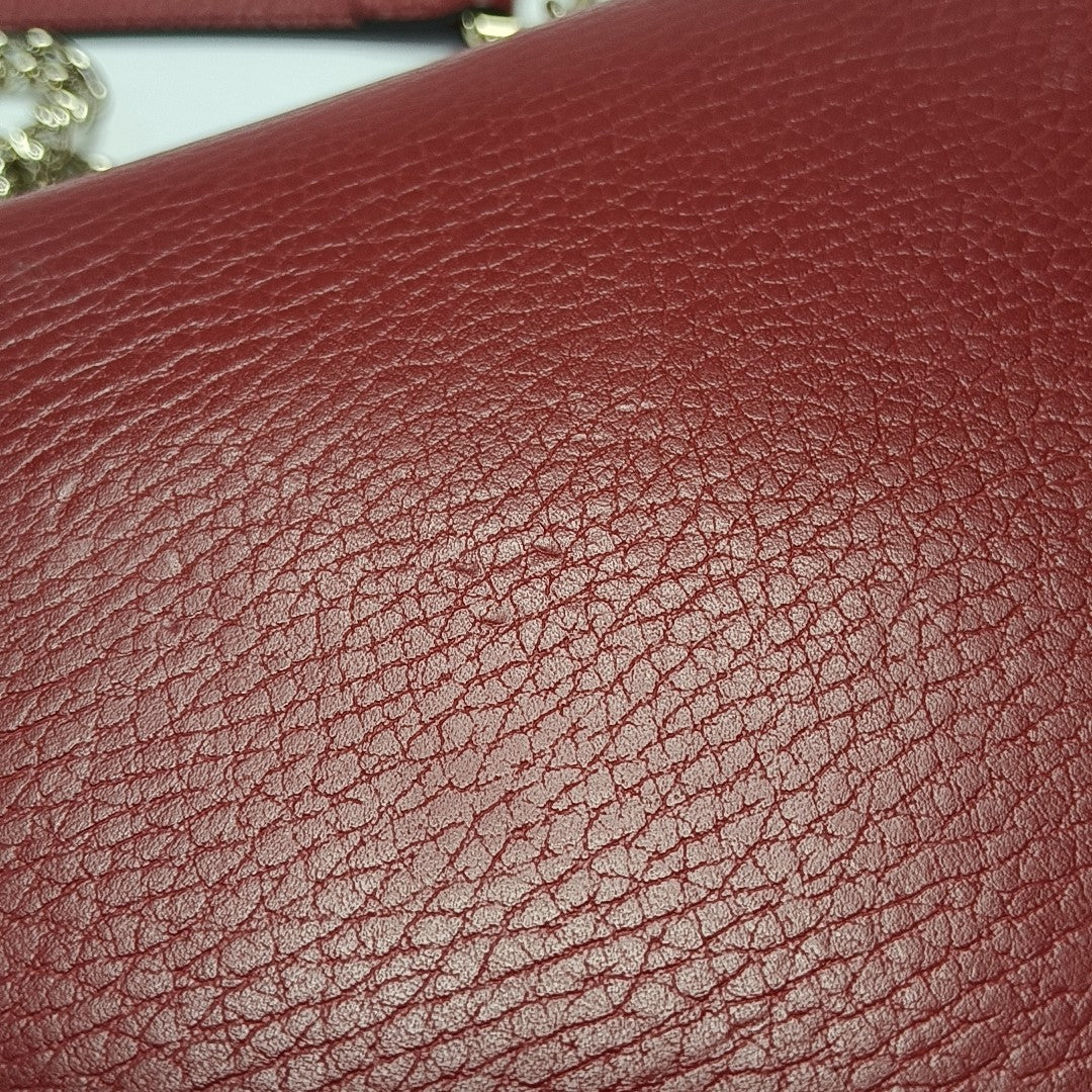 Interlocking G Small Calfskin Red
