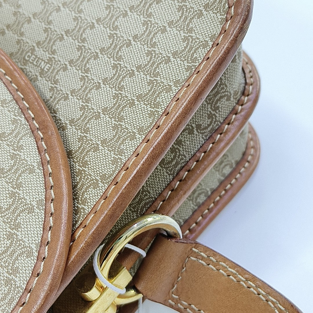 Coated Canvas Shoulder Bag Beige