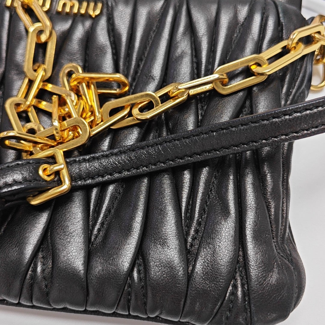 Quilted Lambskin Shoulder Bag Black