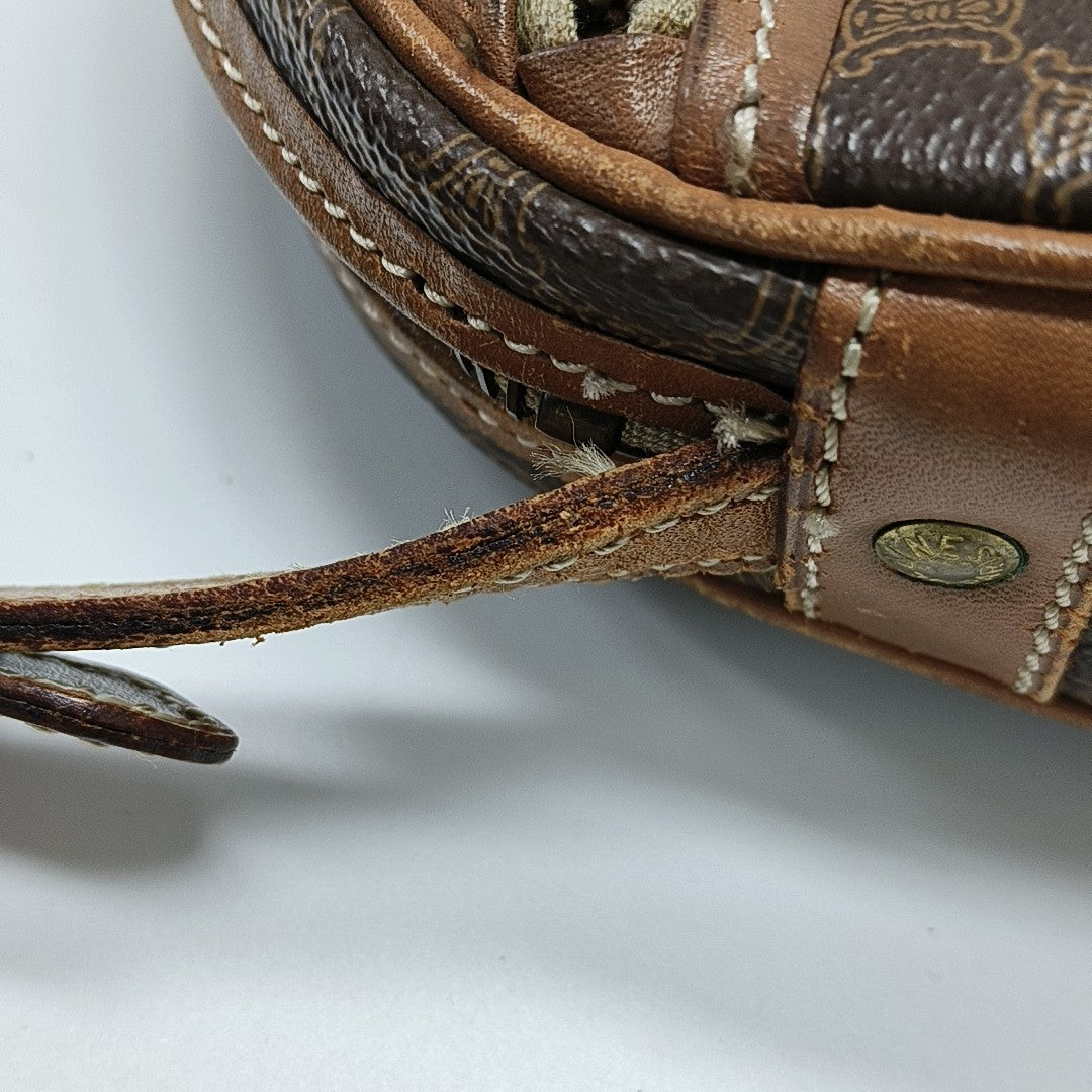 Coated Canvas Shoulder Bag Brown