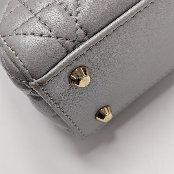 Lady Dior Mini Cannage Lambskin Silver