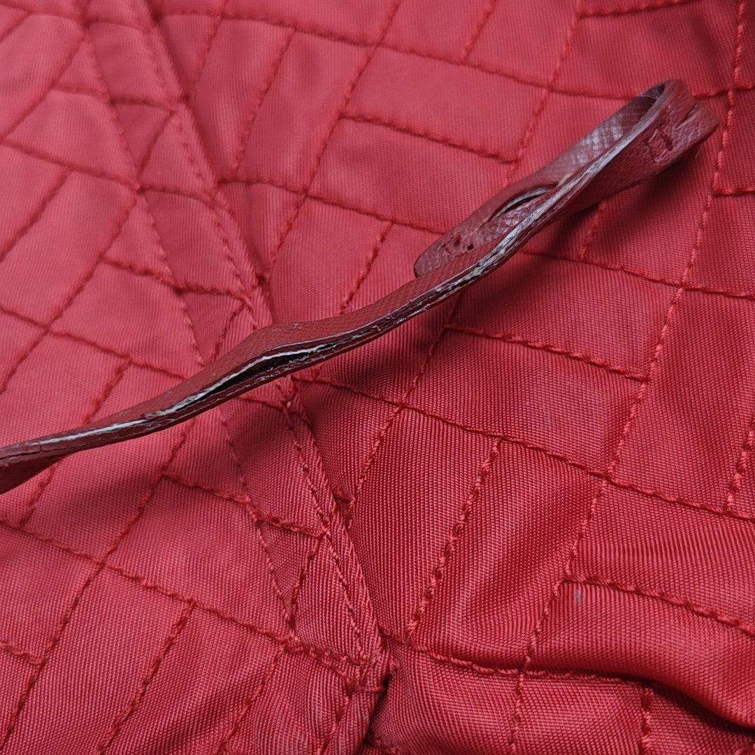 Quilted Nylon Shoulder Bag Red