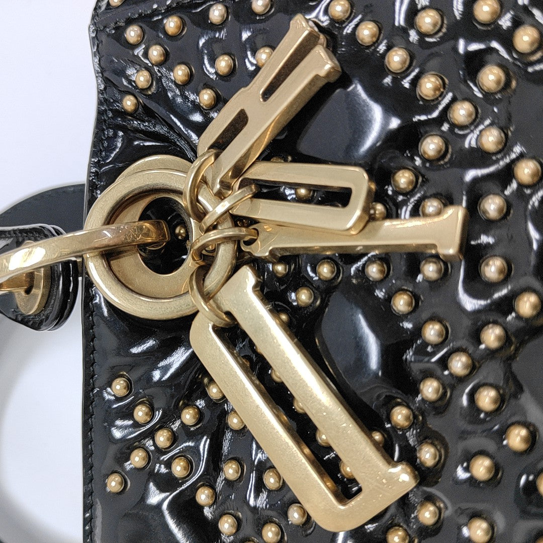 Lady Dior Medium Quilted Patent Leather Black