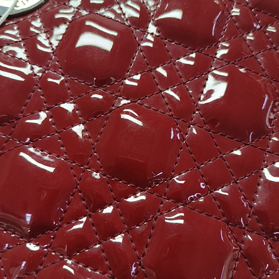 Lady Dior Medium Cannage Patent Leather Red
