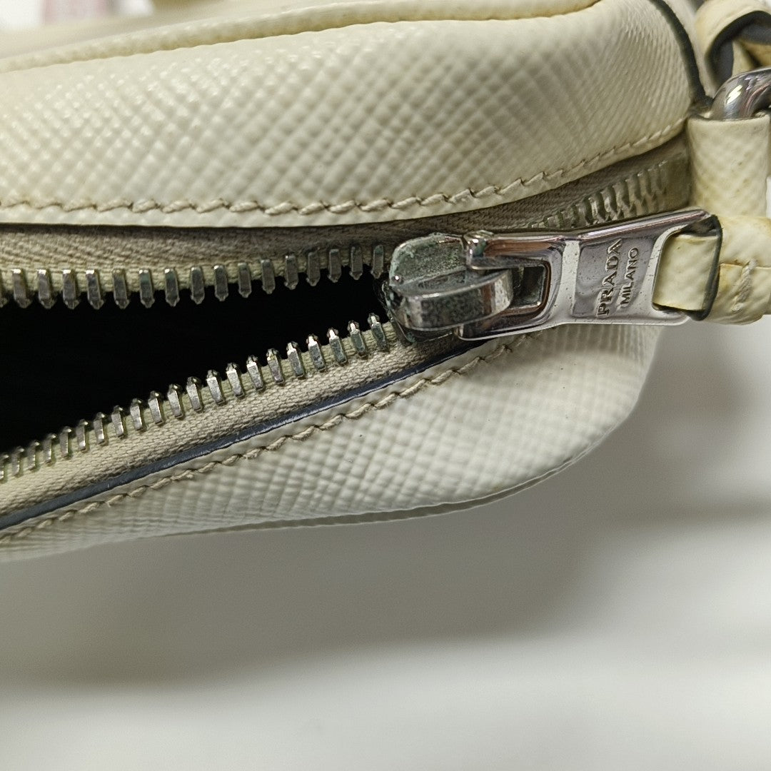 Saffiano Calfskin Shoulder Bag White