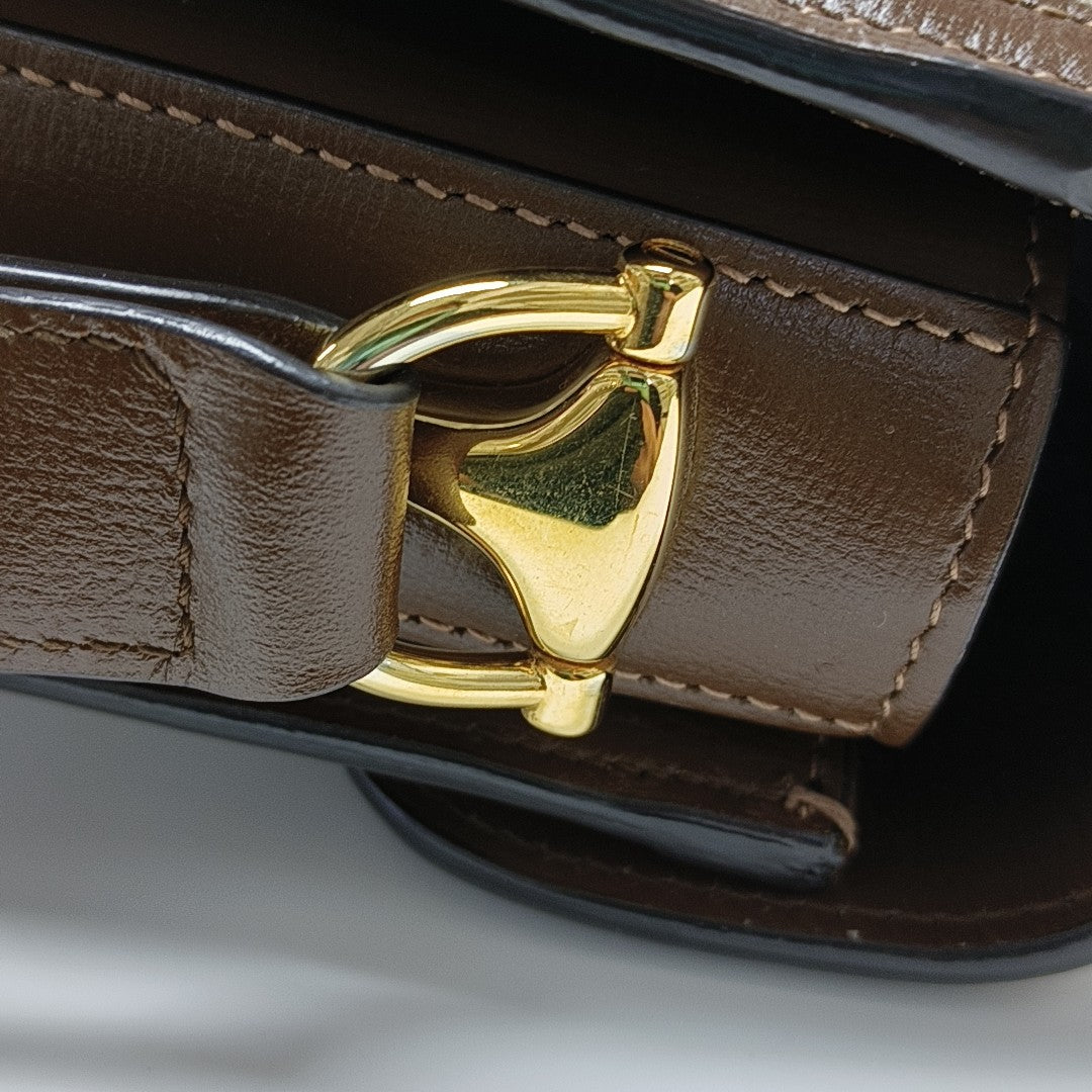 Horsebit 1955 Small Monogram Coated Canvas Black