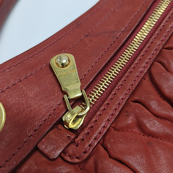 Miu Coffer Quilted Lambskin Red