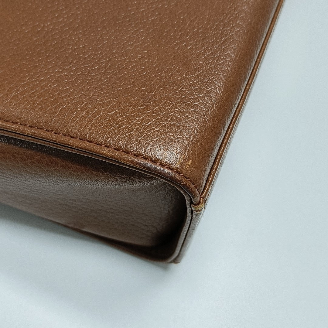 Calfskin Top Handle Bag Brown