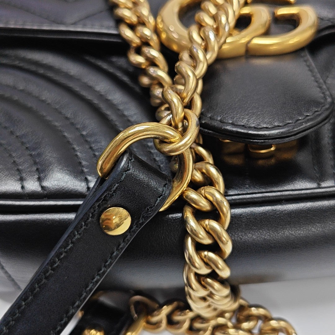 GG Marmont Small Quilted Calfskin Black