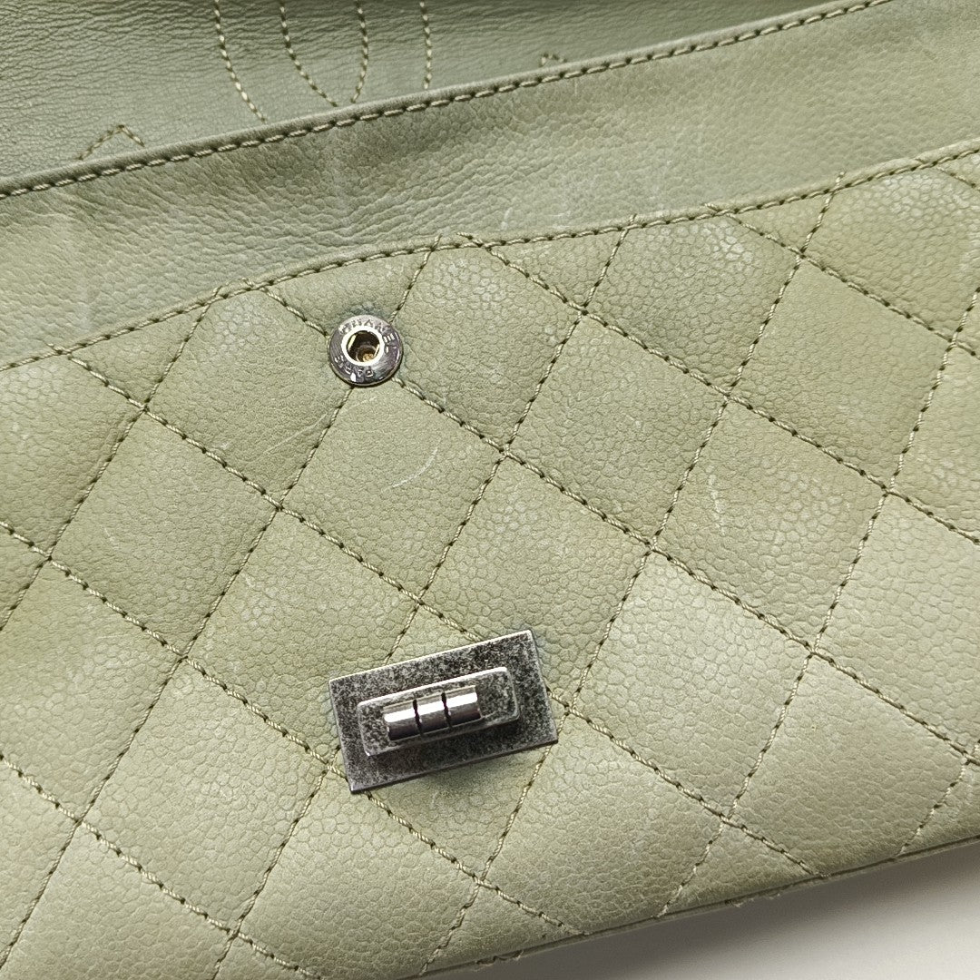 2.55 227 Quilted Calfskin Green