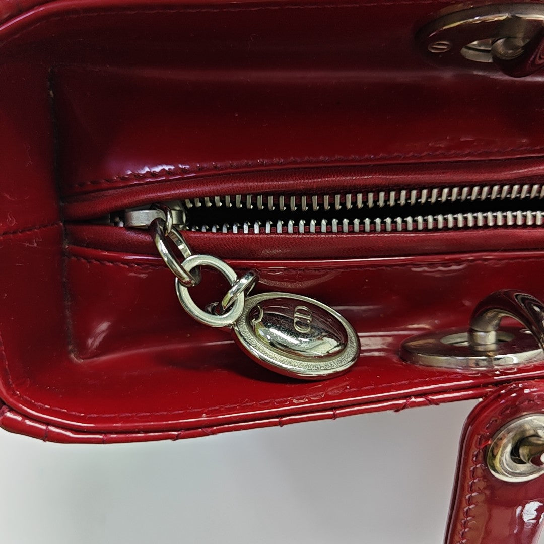 Lady Dior Large Cannage Patent Leather Red