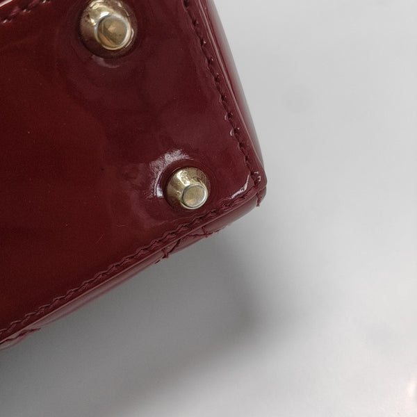 Lady Dior Mini Cannage Patent Calfskin Red