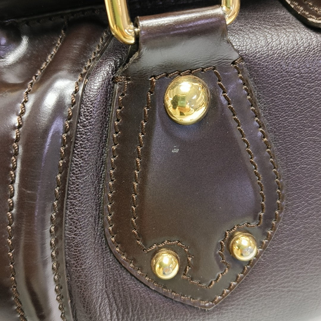 Leather Top Handle Bag Red