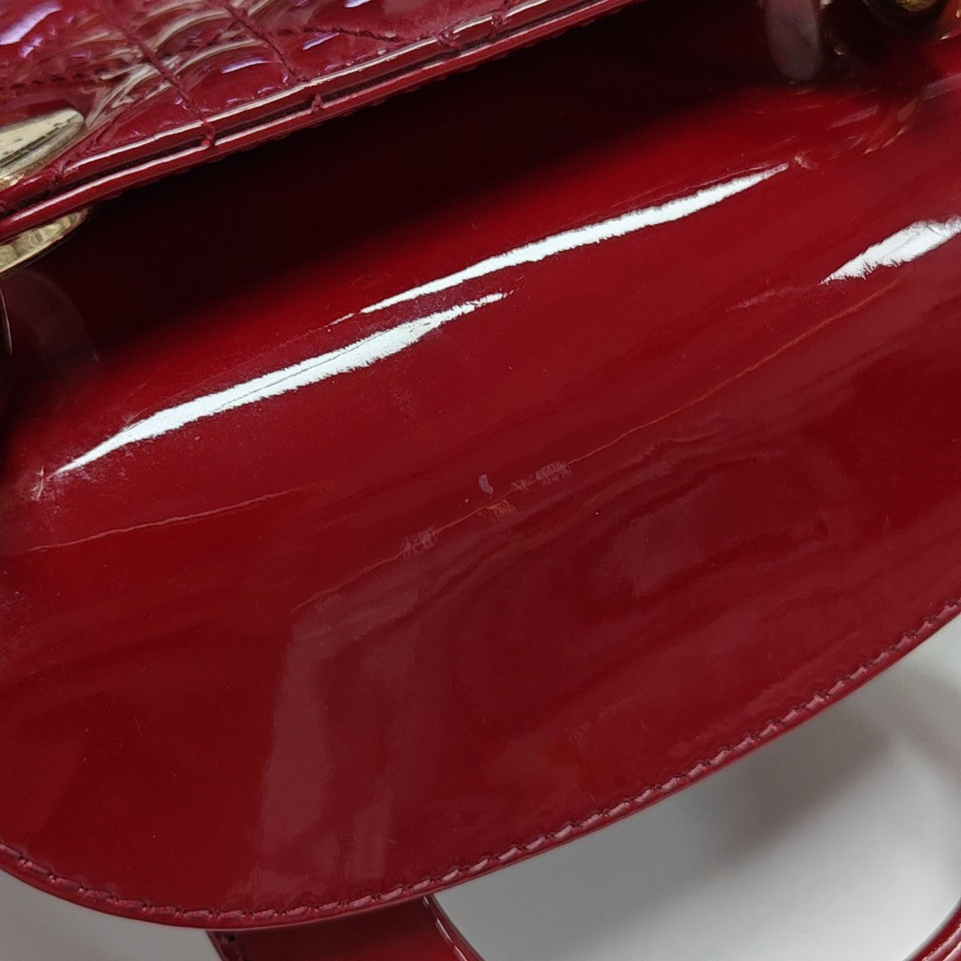 Lady Dior Mini Cannage Patent Leather Red