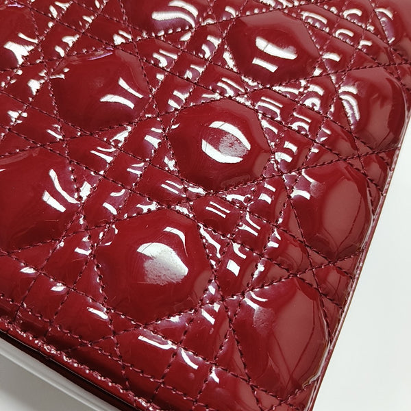Lady Dior Medium Cannage Patent Leather Red