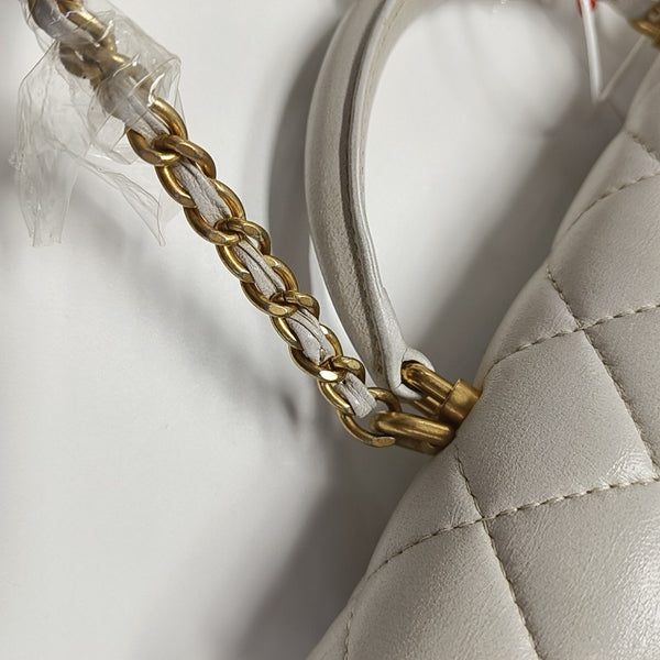 Quilted Lambskin Shoulder Bag White
