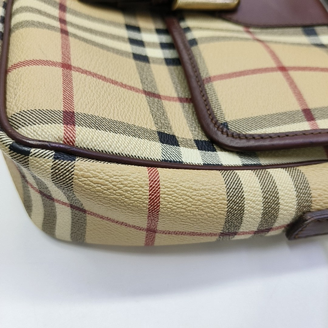 Coated Canvas Shoulder Bag Beige