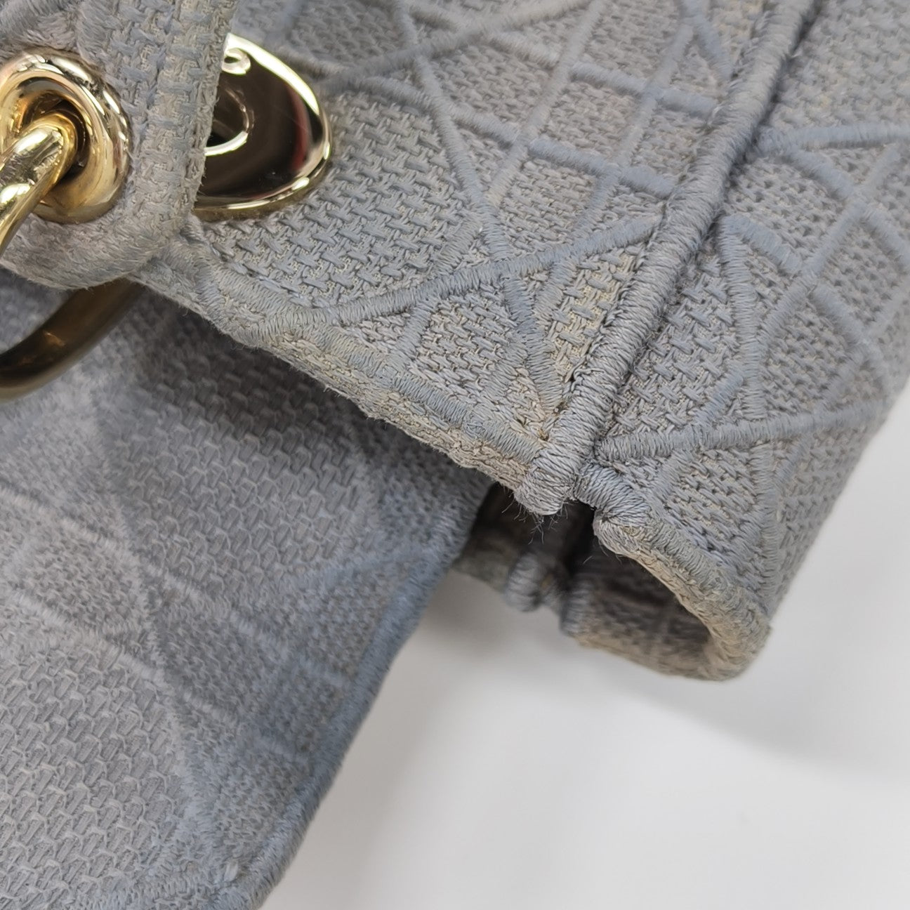 Lady D-Lite Medium Cannage Canvas Gray