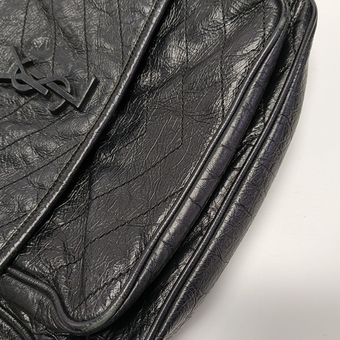 NIKI Medium Chevron Calfskin Black