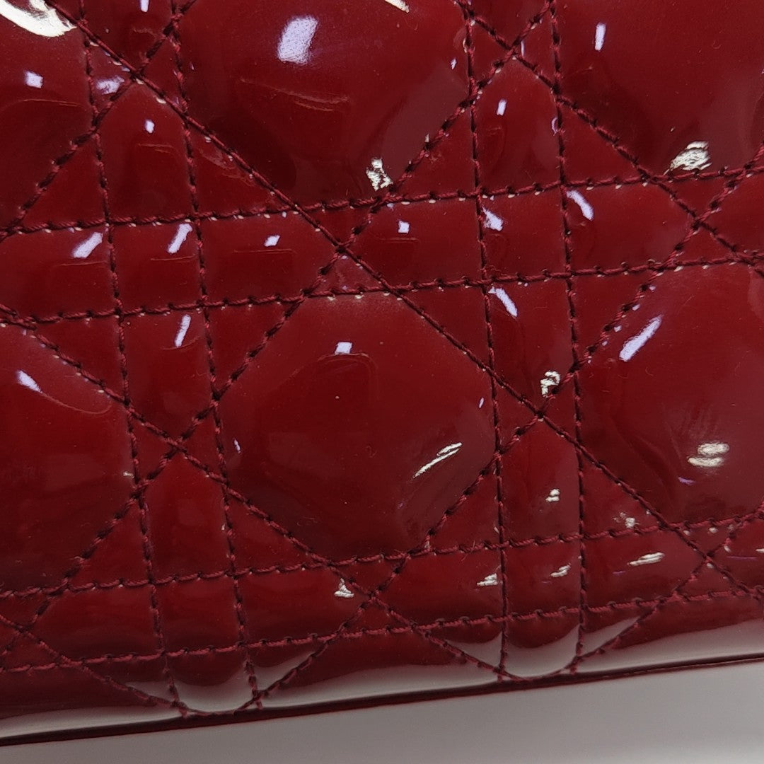 Lady Dior Mini Cannage Patent Leather Red