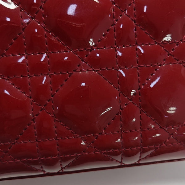 Lady Dior Mini Cannage Patent Leather Red