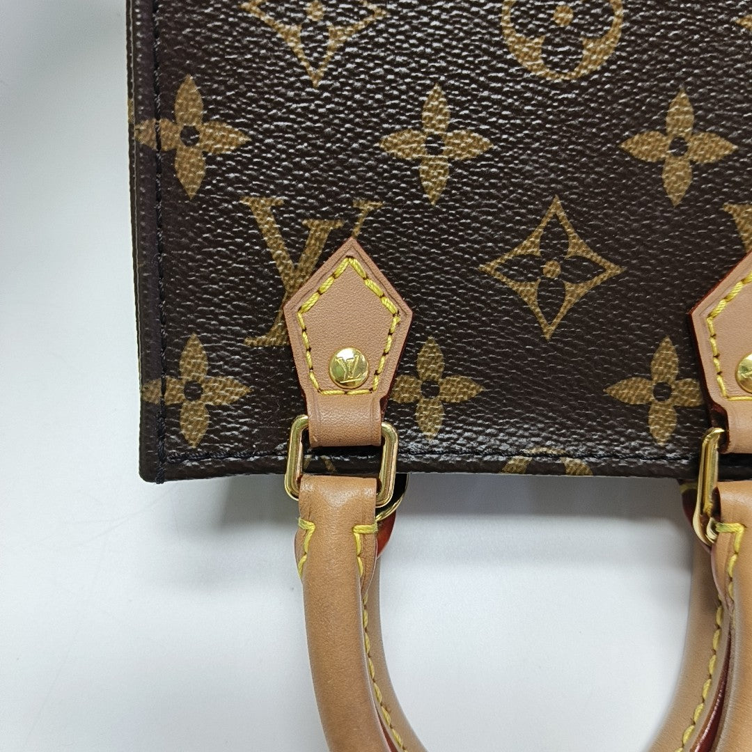 SAC PLAT Mini Monogram Coated Canvas Brown
