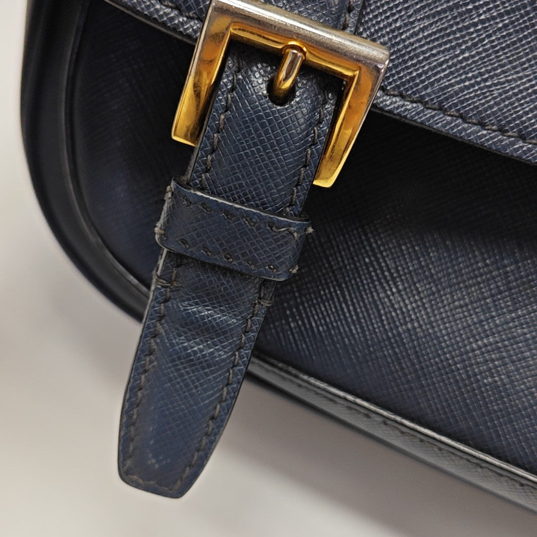 Saffiano Calfskin Shoulder Bag Blue