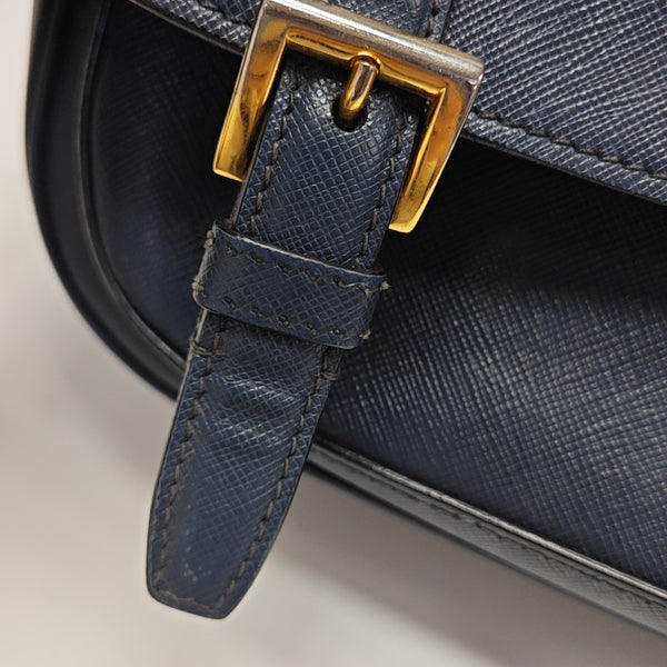 Saffiano Calfskin Shoulder Bag Blue