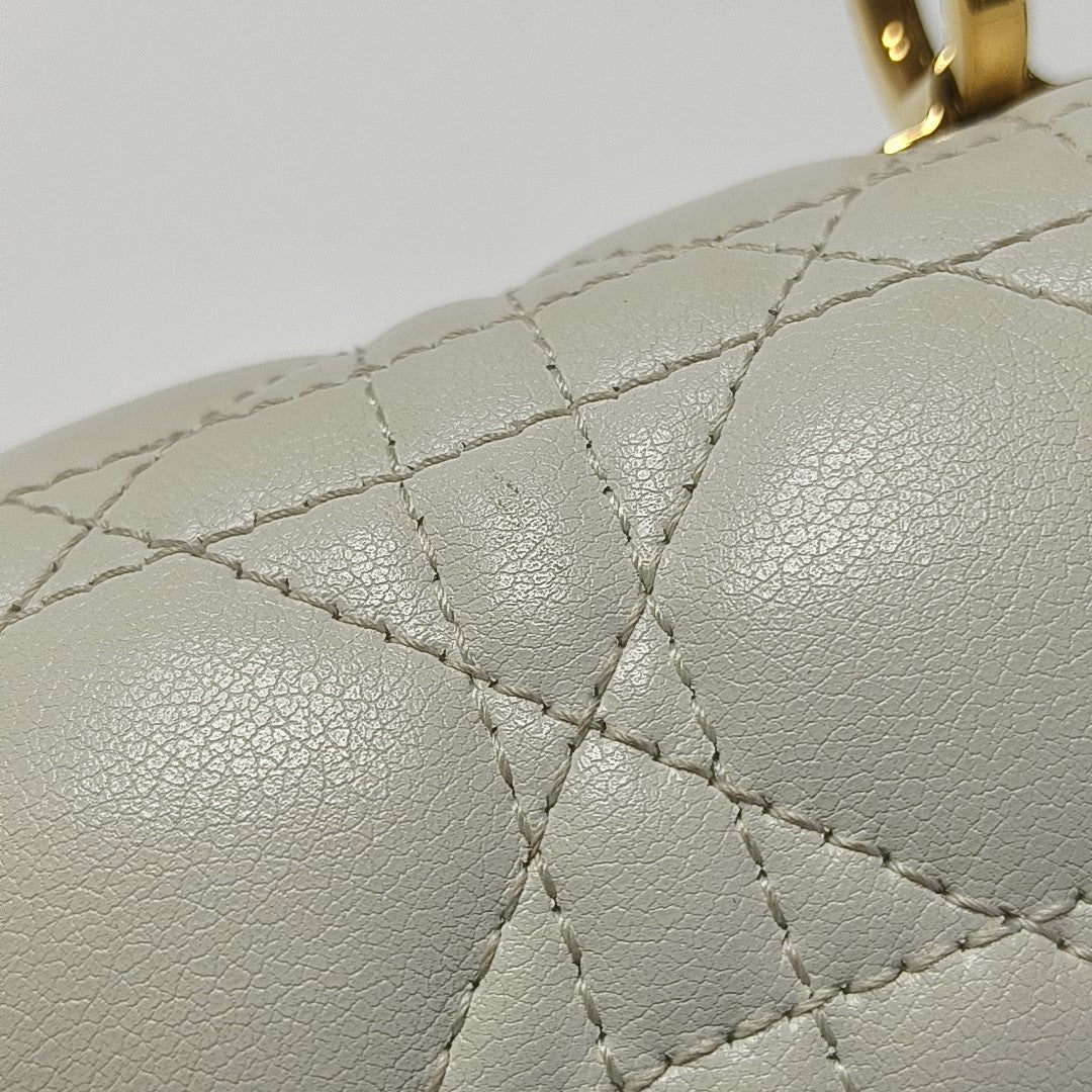 Cannage Calfskin Shoulder Bag Mini White