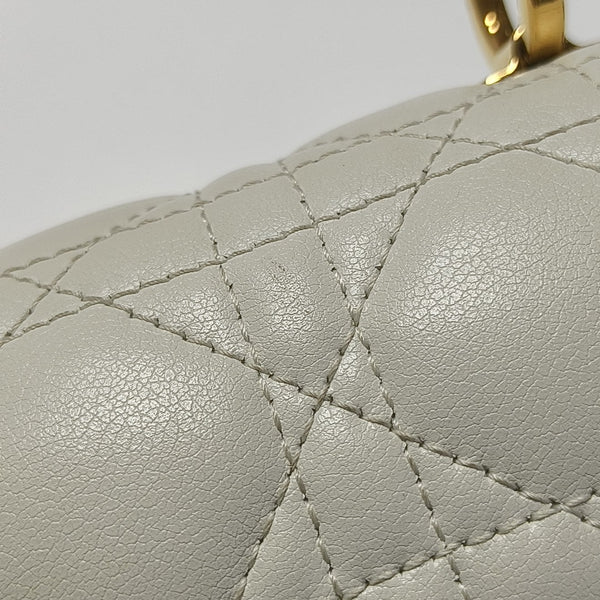 Cannage Calfskin Shoulder Bag Mini White