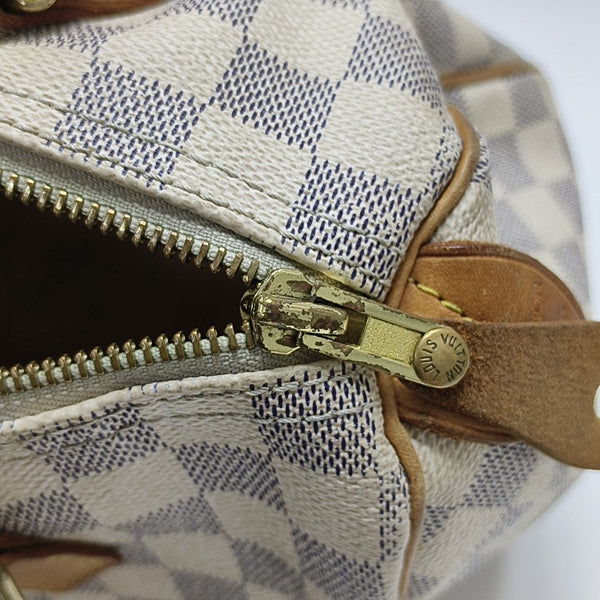 SPEEDY 25 Damier Azur Coated Canvas White