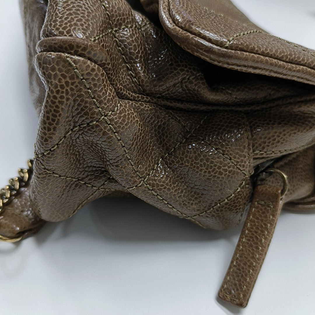 Quilted Calfskin Shoulder Bag Brown