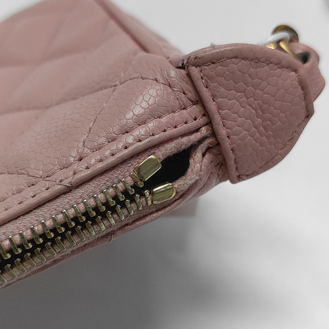 Quilted Grained Calfskin Top Handle Bag Pink