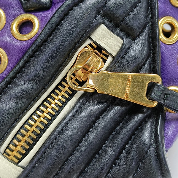 Zipper Wallet Quilted Lambskin Purple