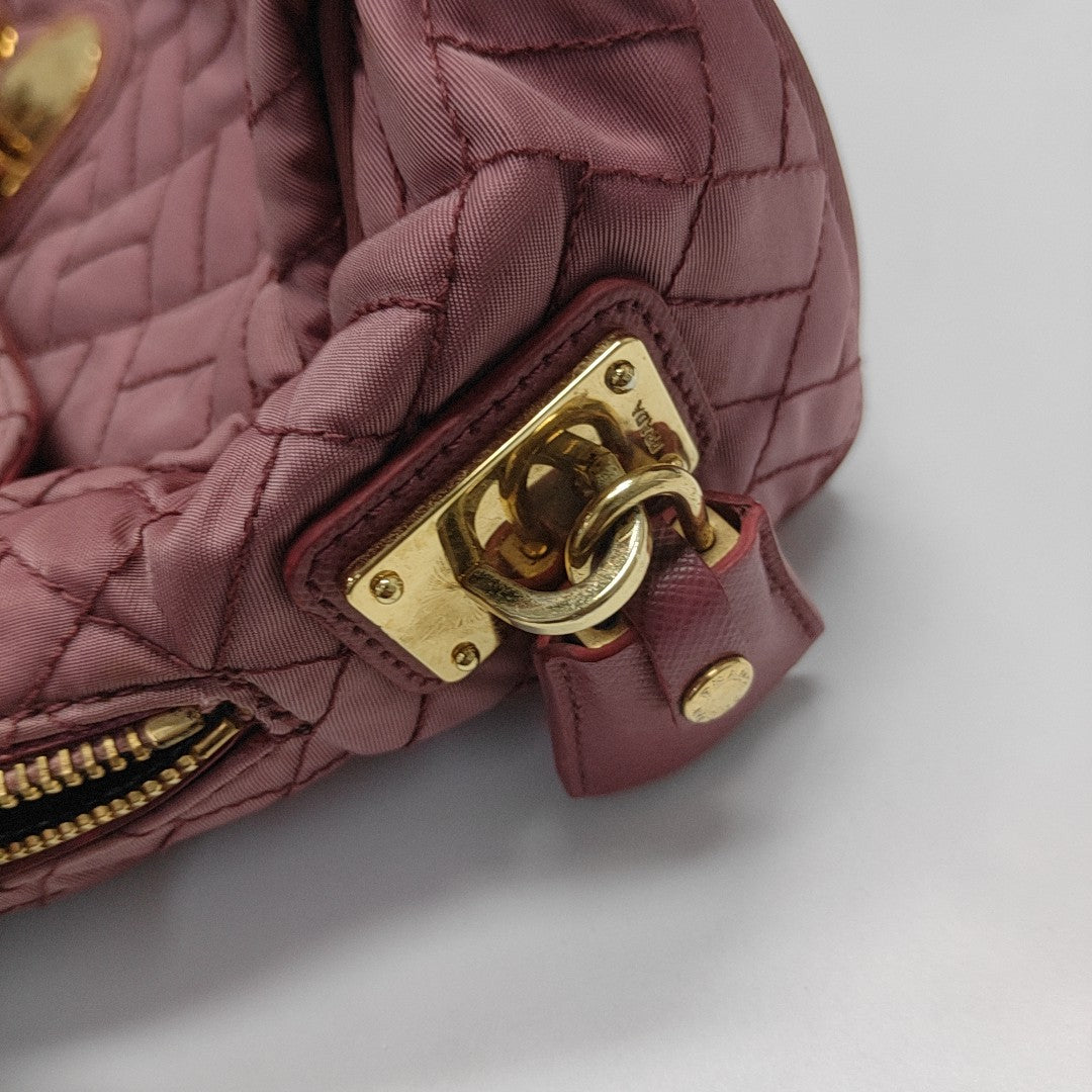 Quilted Nylon Shoulder Bag Pink