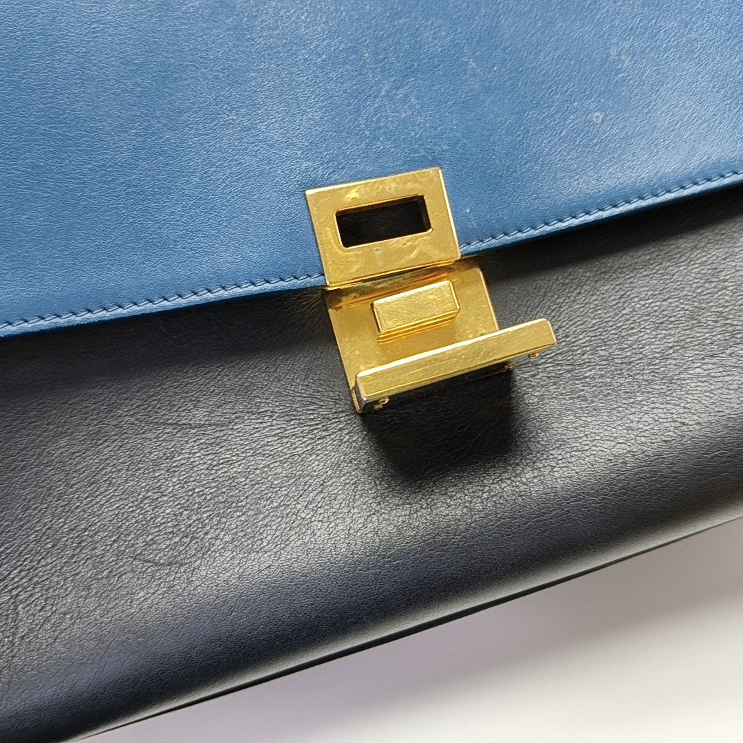 TRAPEZE Small Calfskin Blue