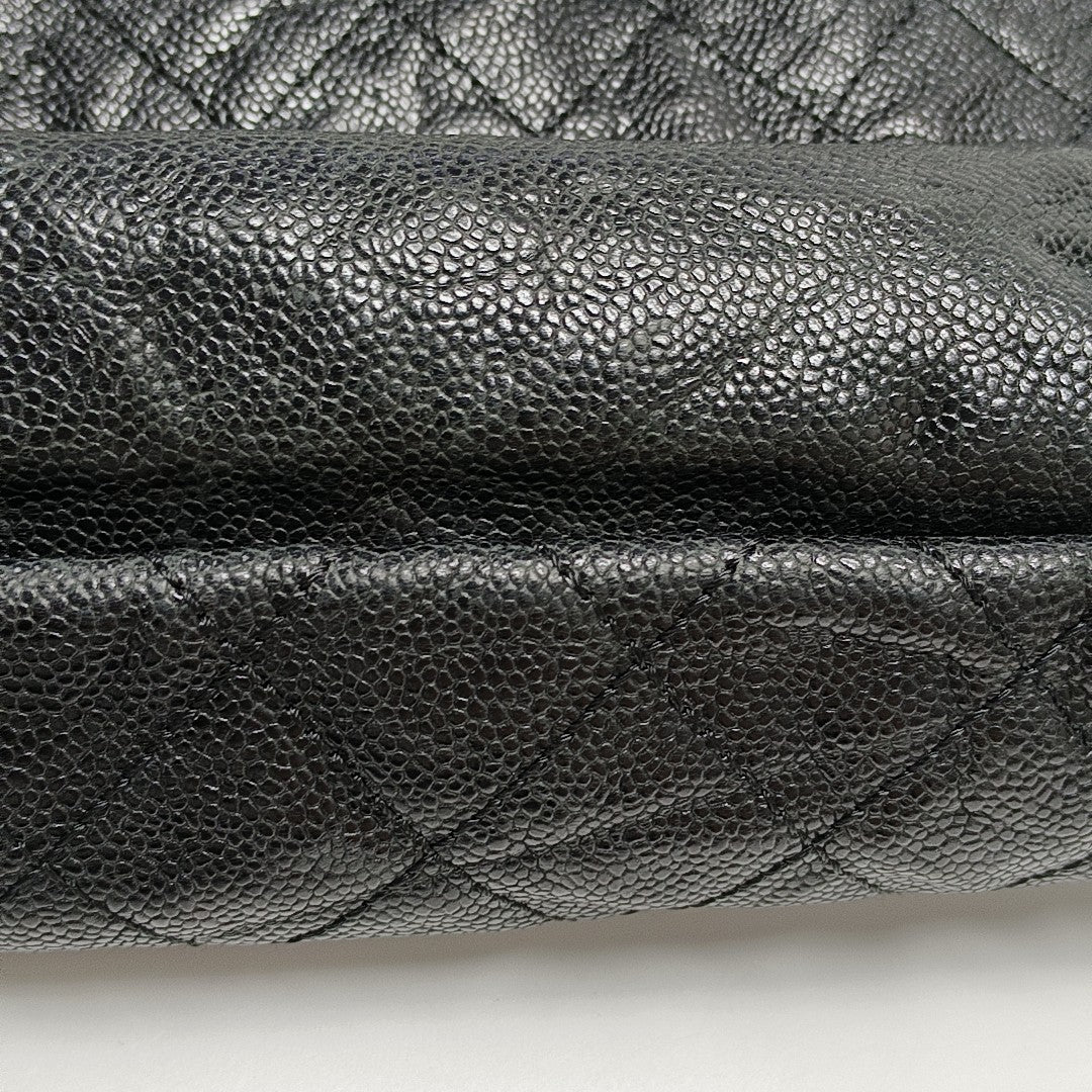 Quilted Grained Calfskin Shoulder Bag Black