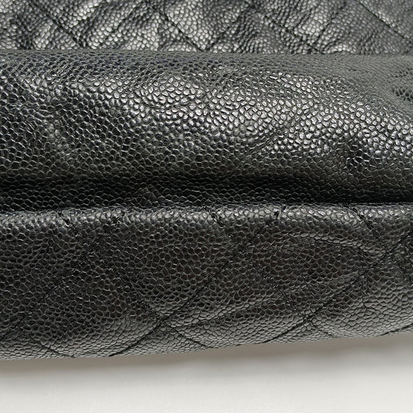 Quilted Grained Calfskin Shoulder Bag Black