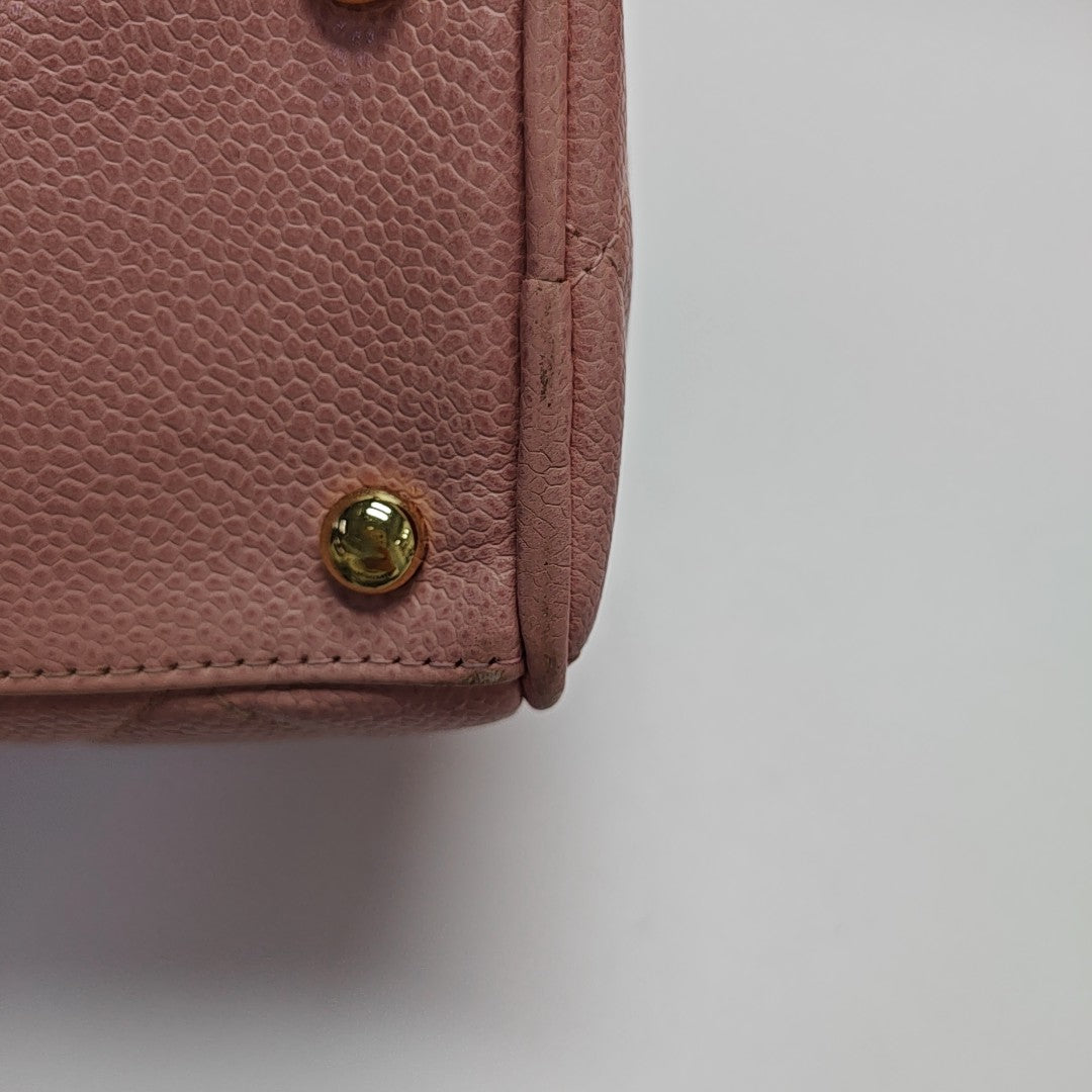 BOWLER Quilted Grained Calfskin Pink
