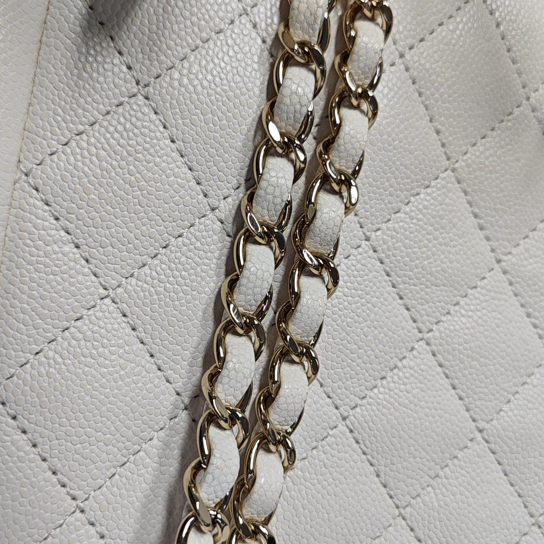 Quilted Grained Calfskin Small White