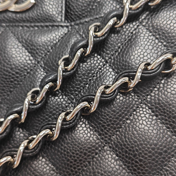 Quilted Grained Calfskin Shoulder Bag Large Black