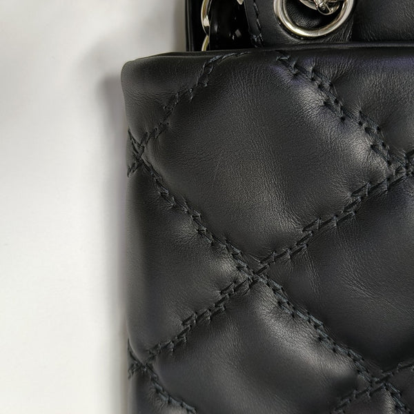 Quilted Calfskin Shoulder Bag Black