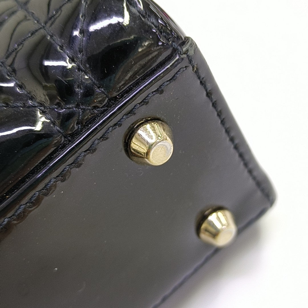 Lady Dior Mini Cannage Patent Leather Black