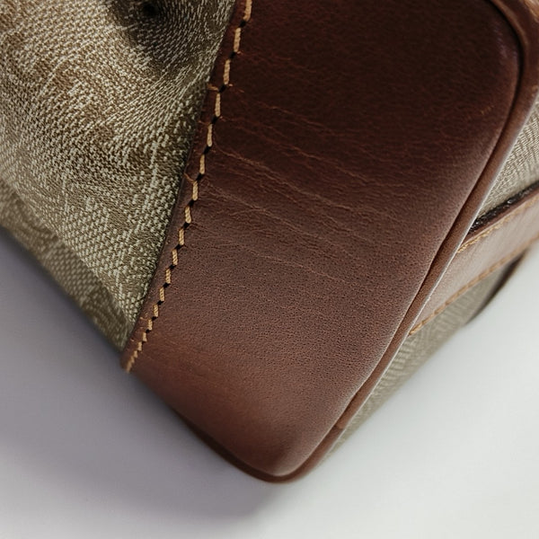 Coated Canvas Top Handle Bag Brown